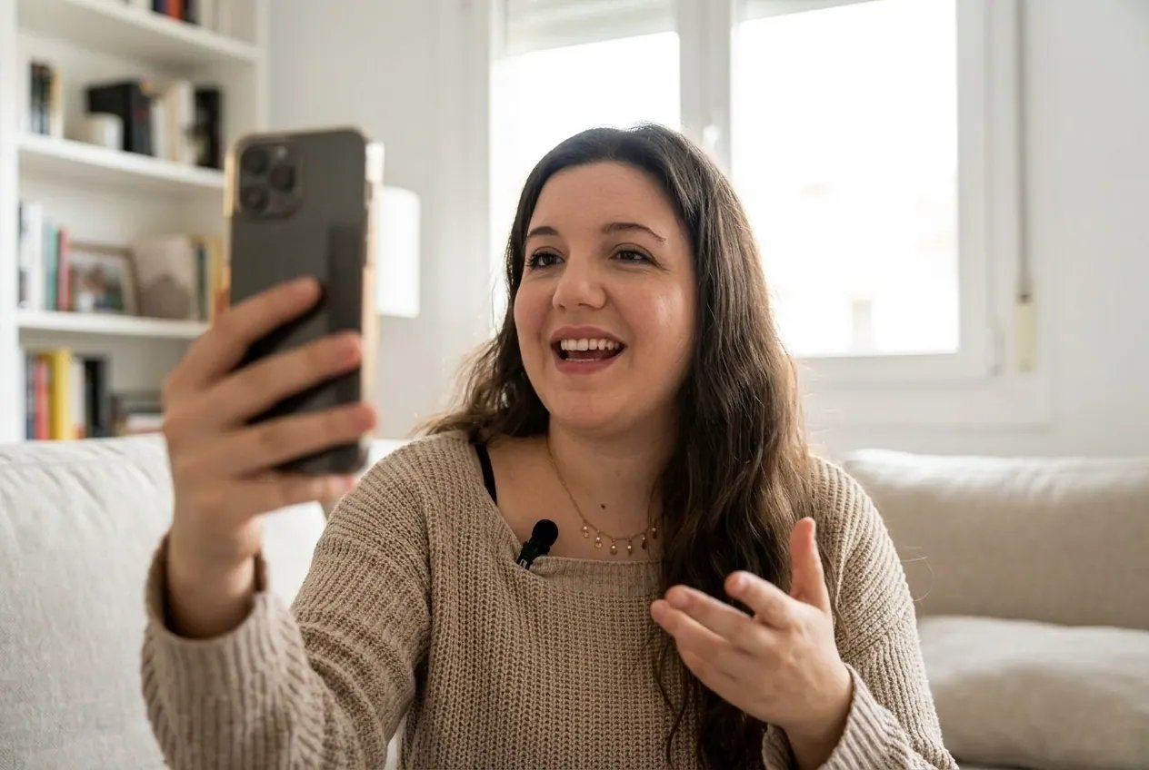 Alexandra speaking Italian on a video call